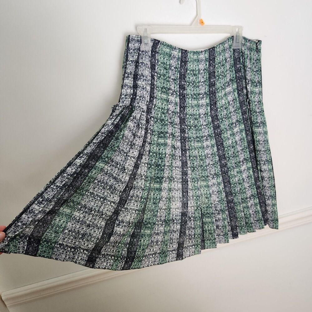 New W By Worth Skirt Size 8 Womens Green Pleated Career Lined Casual Cocktail - Picture 3 of 12